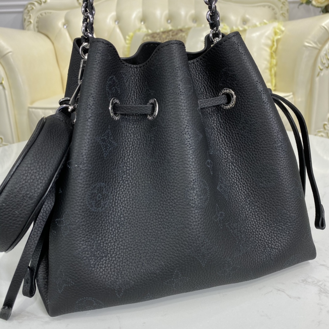 Louis Vuitton BELLA Mahina Leather Handbag M57070 Black